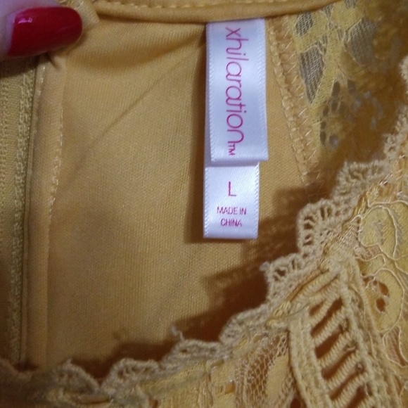 Xhilaration lace mustard colored dress, worn once - Picture 5 of 5